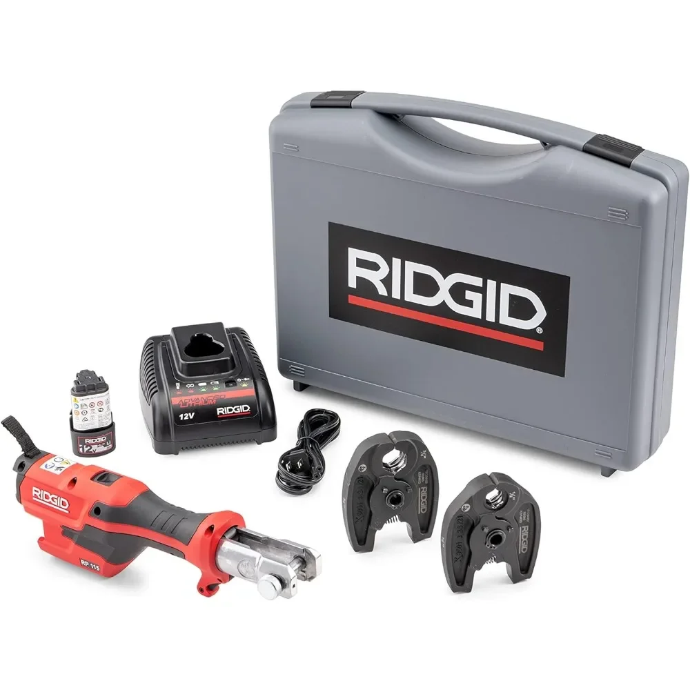 RIDGID 72553 Model RP 115 Mini Press Tool and Battery Kit, 12V Charger, and Carrying Case , Red