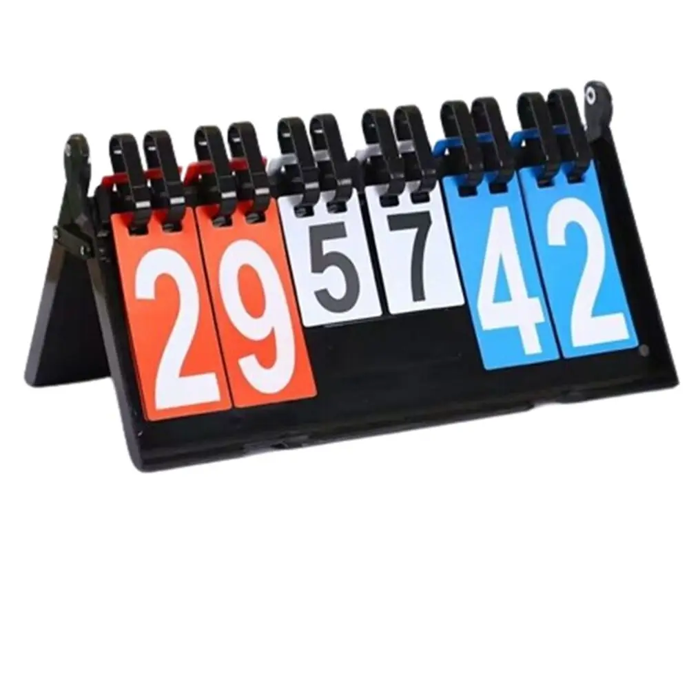 

Manual Basketball Scoreboard Tabletop Counter Triangular Base Table Tennis Flip Cards 4-Digit Score Keeper
