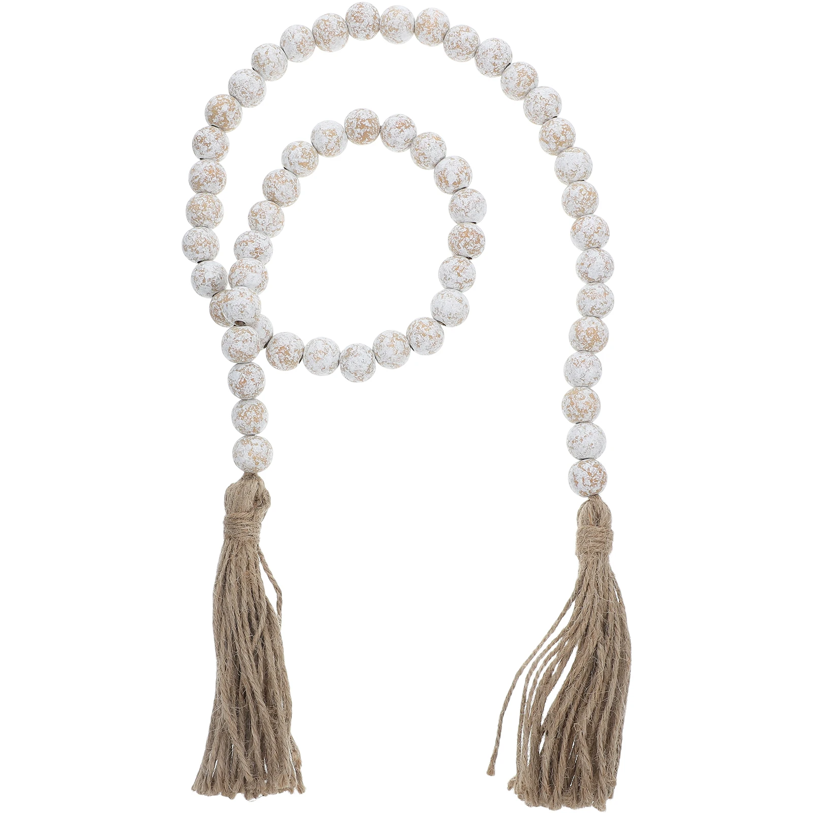 

Pastoral Style Wood Bead Jute Tassel Garland Farmhouse Rustic Decor Wall Hanging Home Boho Christmas Easter Tiered Tray Accent