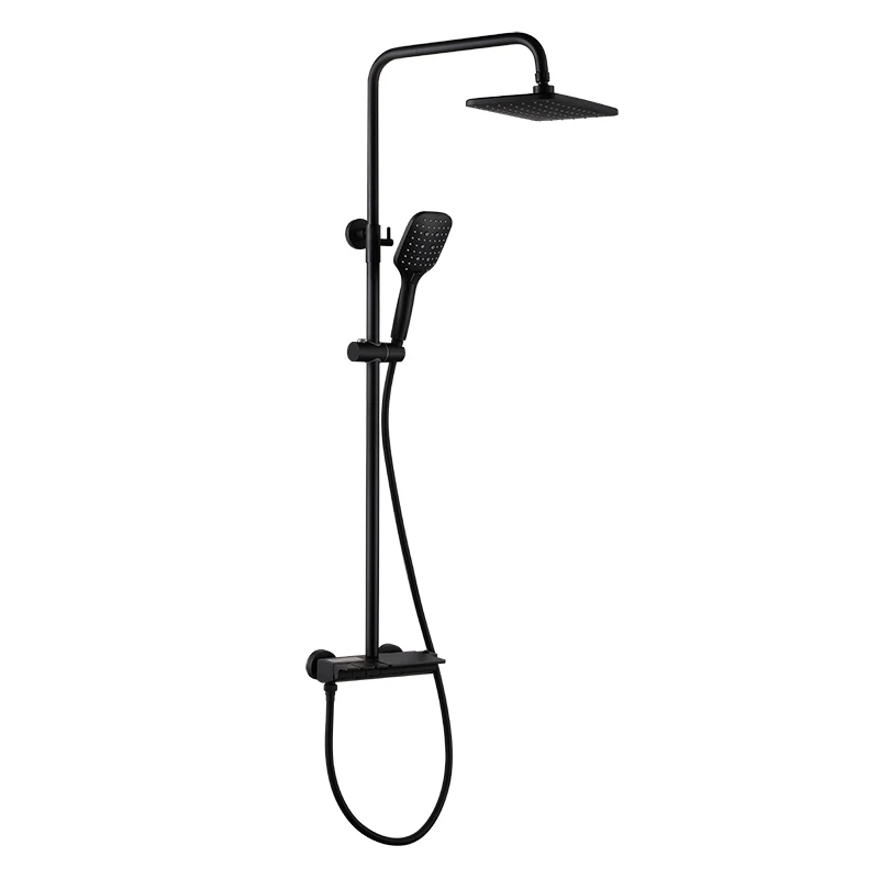 Wall Mounted Bathroom Shower System with Hand Shower 3 Function Shower Faucet Sets Bathroom Rainfall Shower Mixer Combo Set Gray