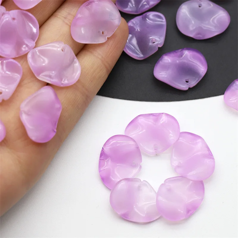 10pcs Flora Petal 16x20mm Lampwork Crystal Glass Loose Pendants Beads for Jewelry Making DIY Crafts Flower Findings