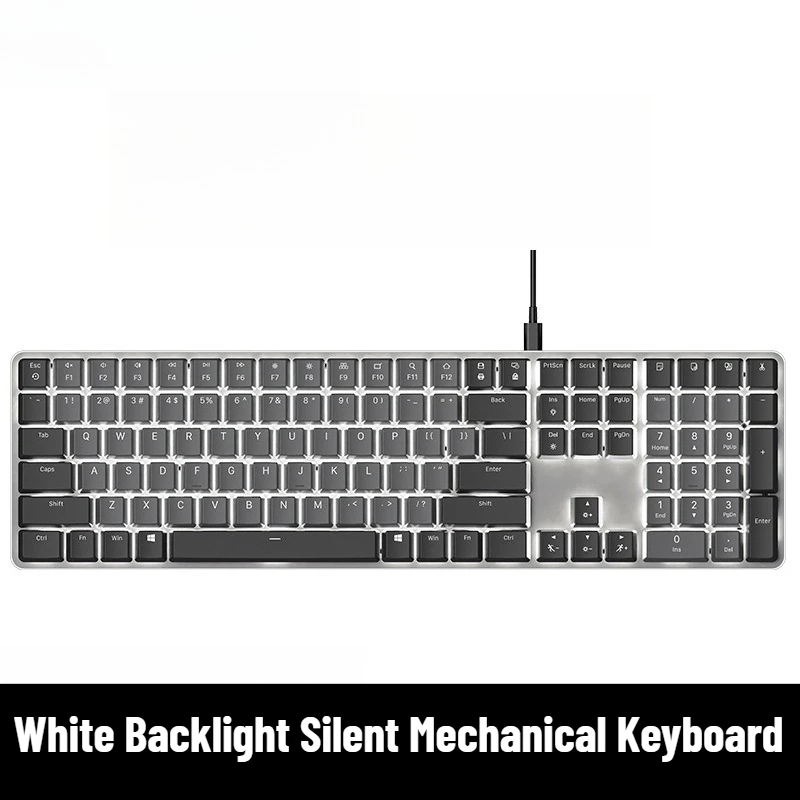Ultra-slim Low-profile Keyboard with White Backlight Silent Mechanical Keyboard for Both Business Office and Gaming