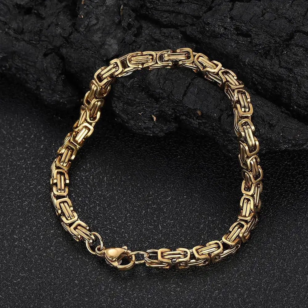 

Luxury 24K 9999 Pure Gold real gold 4mm Imperial Chain Men's Cuban Bracelet