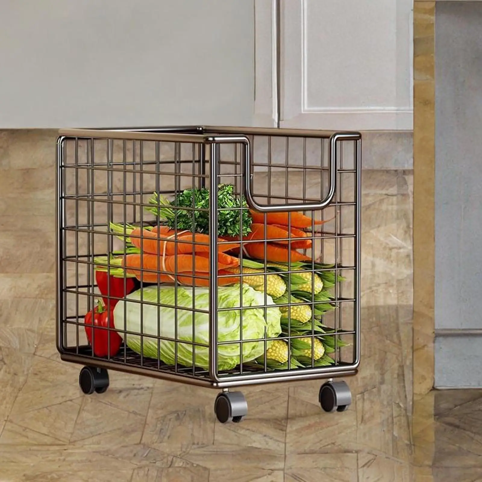 Kitchen Storage Cart with Wheels Sturdy Organizer Storage Baskets Pantry Rack Rolling Cart for Kitchen Dining Room Living Room
