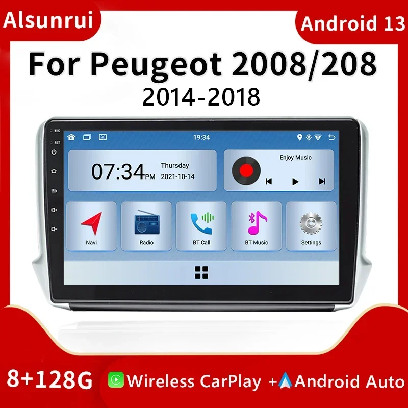 

Android 13 Carplay Multimedia Radio For PEUGEOT 208 sw 208 2002-2013 Video Player Navigation GPS Wifi Carplay DSP 4GB 128GB