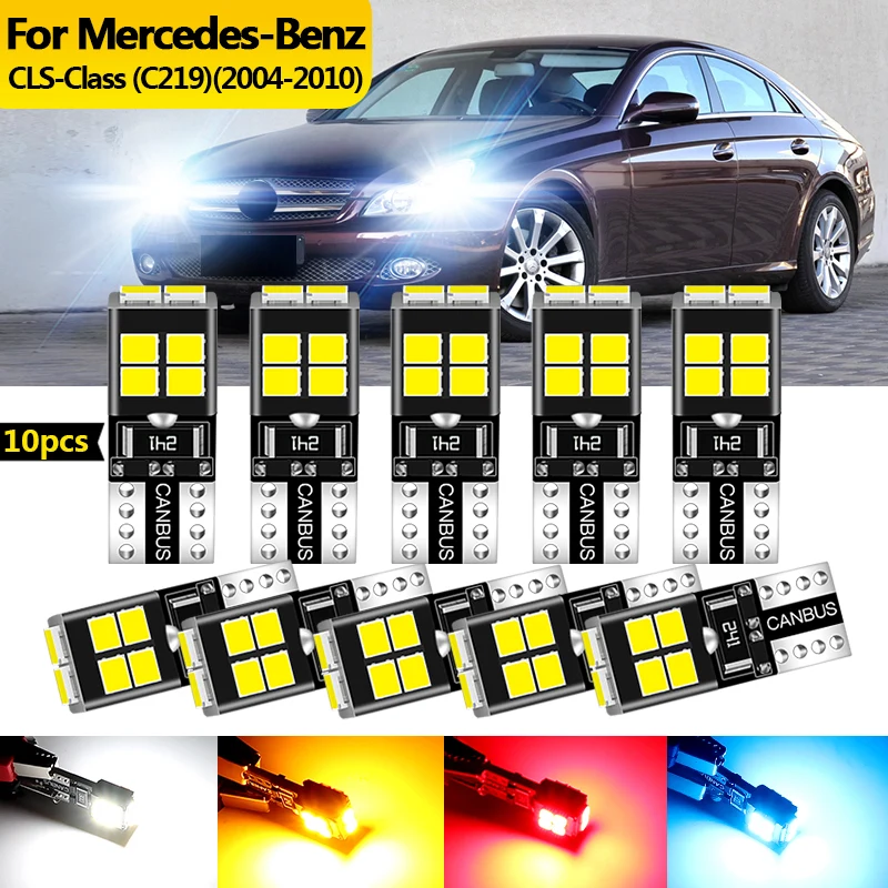 10PCS 12v For Mercedes-Benz CLS-Class C219 2004-2010 LED Clearance Light Parking Bulb Lamp W5W T10 194 Canbus car accessories