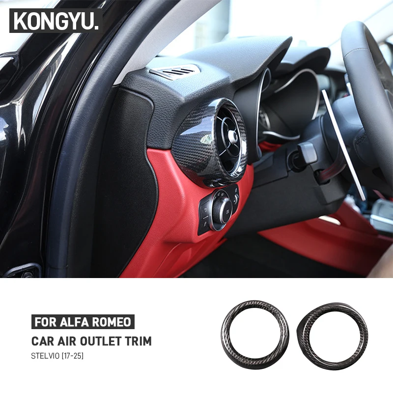 

For Alfa Romeo Stelvio 2017-2025 Real Carbon Fiber Car Dashboard Side Air Vent Outlet Trim Cover Interior Decorate Accessories
