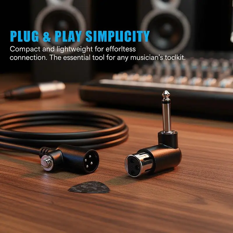 XLR to 6.35mm Right Angle Plug Adapter for Clear Sound Transmission in Music Setups
