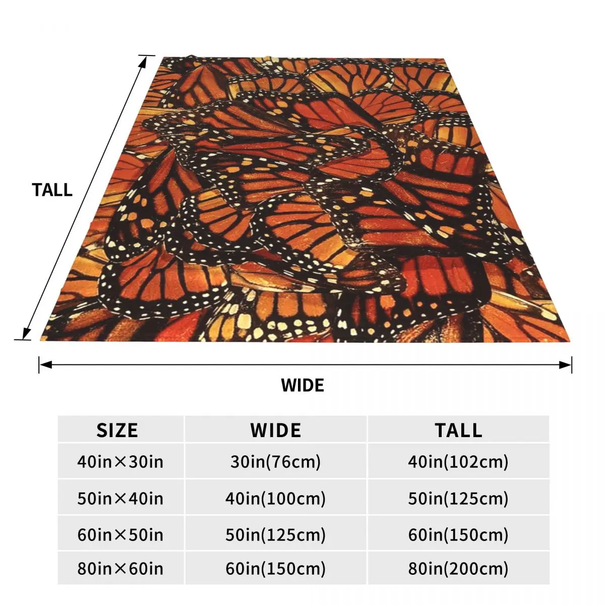 Orange Monarch Butterfly Blankets Flannel Sofa Throw Blanket Breathable for Home Bedroom Throws Bedspread Quilt
