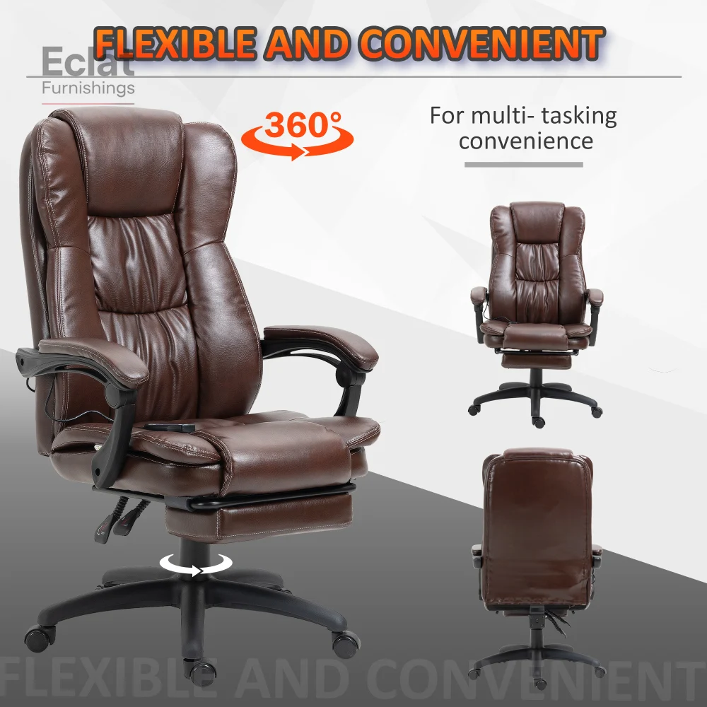

High Back Massage Office Chair with 6-Point Vibration, 5 Modes, Executive Chair, PU Leather Swivel Chair with Reclining Back,