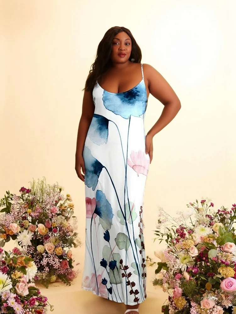 

Летние макси-платья больших размеров для женщин: повседневные, без рукавов, с V-образным вырезом, длинные, в стиле бохо, для отпуска и пляжа, оверсайз, до 5XL, шикарные наряды