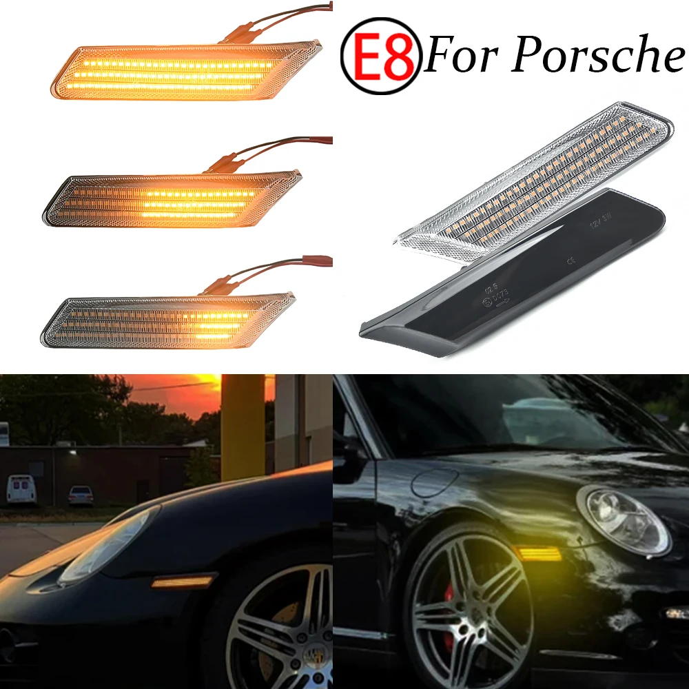 Car Blinker Indicator Light 2x For Porsche 987 Cayman Boxster 911 997 Carrera Turbo GT3 GT2 Dynamic LED Side Marker Turn Signal view 2