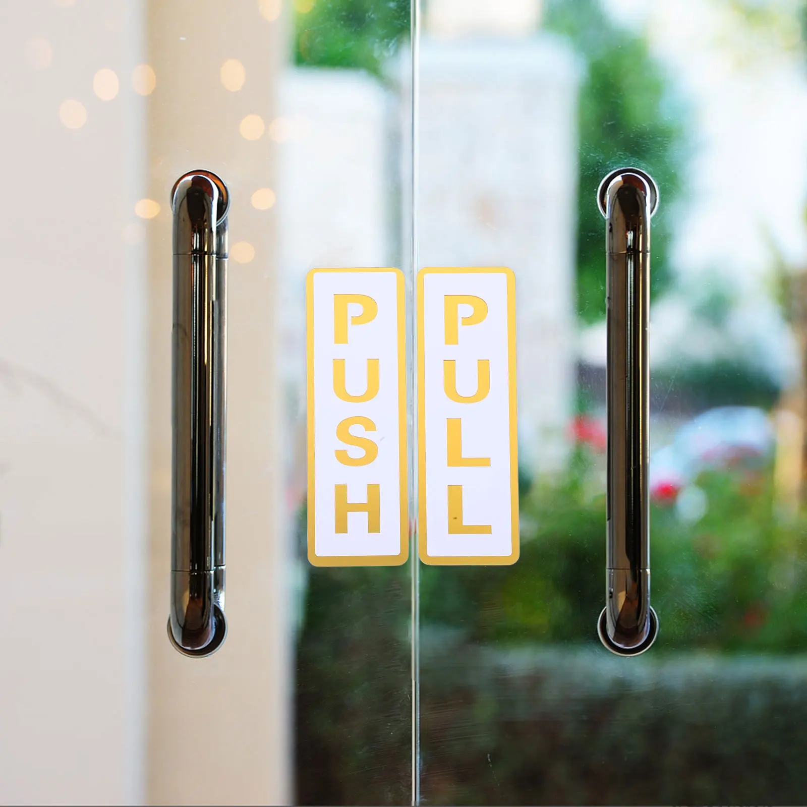 

2Pcs Acrylic Push Pull Door Sign Stickers Black Self Adhesive Labels for Office Glass Doors Waterproof