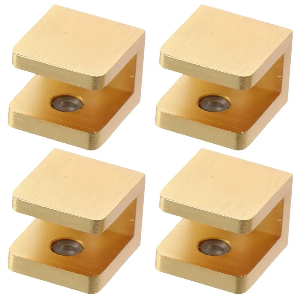 

4 Pcs Frameless Solid Brass Shower Glass Clamp Gold Rectangular Fixed Panel U-Clamp 6~10mm Glass