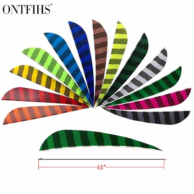 50 Pcs 4 Inch Water Drop  Arrow Feathers Striped Pattern Real Feather Arrow DIY  Accessories