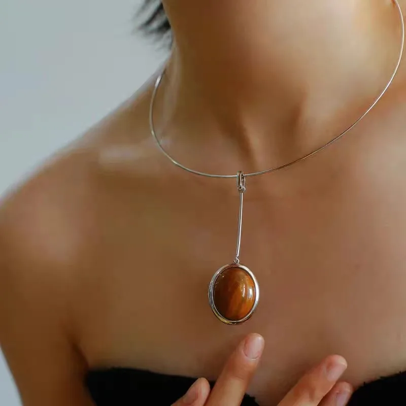 

Комплект украшений Jenny&dave: модное ожерелье с подвеской в виде камня с эффектом лунной эрозии и темным узором, имитирующим древесную текстуру, для женщин