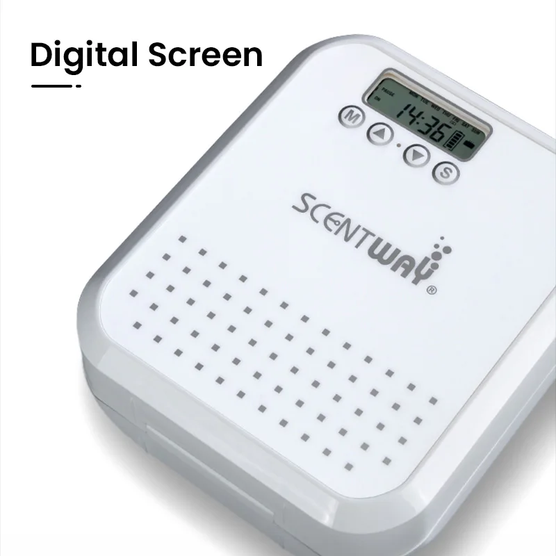 Diffusore di profumo per uso domestico Aromizer alimentato a batteria diffusore di olio essenziale dispositivo di profumo dell'aroma a parete Display intelligente