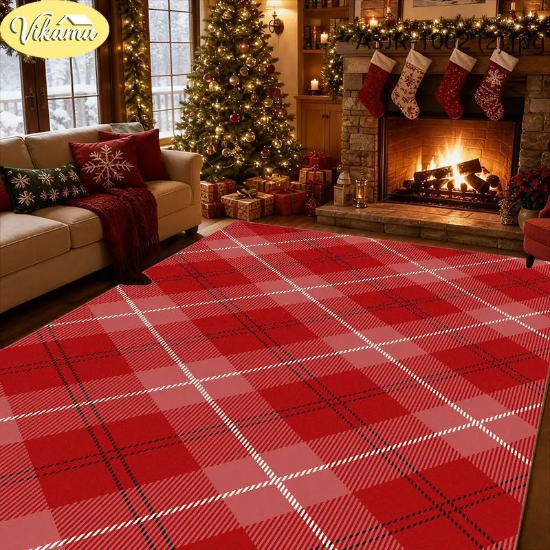 VIKAMA Christmas Snow Scene & Elephant Crystal Velvet Door Mat, Non-Slip Quick Dry Xmas Mat, Decor for Entryway Front Door