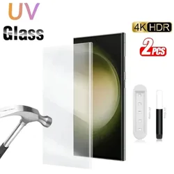 For Samsung S24 Ultra S23 S22 Tempered Glass UV Screen Protector on Galaxy Note 8 9 10 20 S21 S10 + S20 FE S8 S9 Plus Glass Film