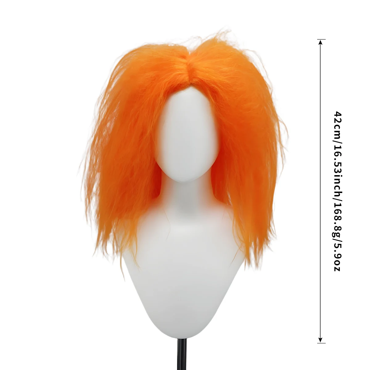 Bright Orange Fluffy Messy Layered Long Wig, Synthetic