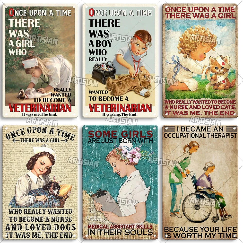 Artisian Nurse Metal Poster Vet Tin Sign Veterinarian Dentist Decorative Plaque Wall Decor Garage Bar Pub Club Hotel Cafe