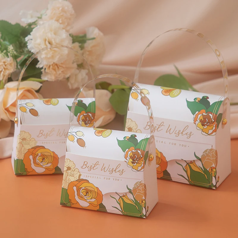 

Gift Box Cute Candy Boxes Packaging Paper Gift Bags with Handles Chocolate Cookie Bag for Wedding Favors Baby Shower Party