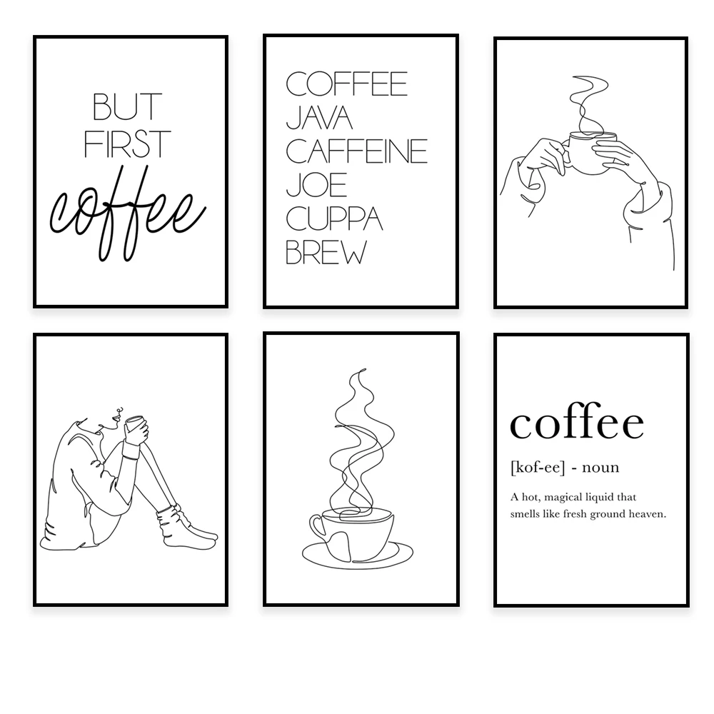 

Coffee shop wall art, coffee shop poster, coffee bar logo simple decoration, kitchen and restaurant cafe decoration poster