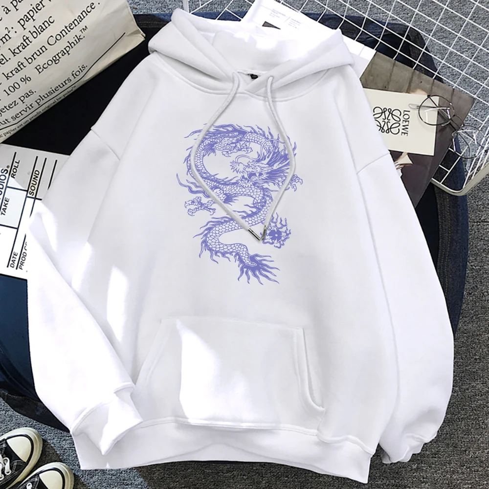 Purple Dragon Tattoo Stickers Funny Print Hoody Men Cartoons Sweatshirt Crewneck Hip Hop Streetwear Fleece Warm Mens Clothing