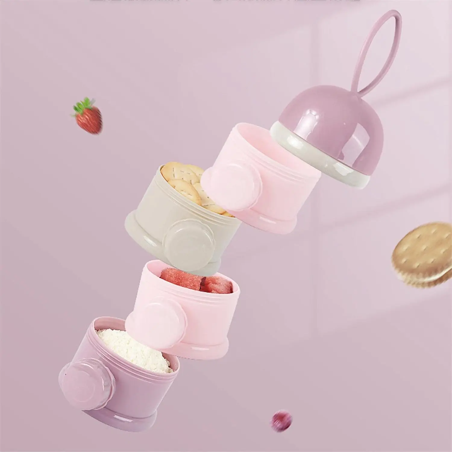 Baby Milk Case 3/4 Layers Stackable Portable Infant Milk Powder Dispenser with Twist Grain for Night Nursing and Going Out