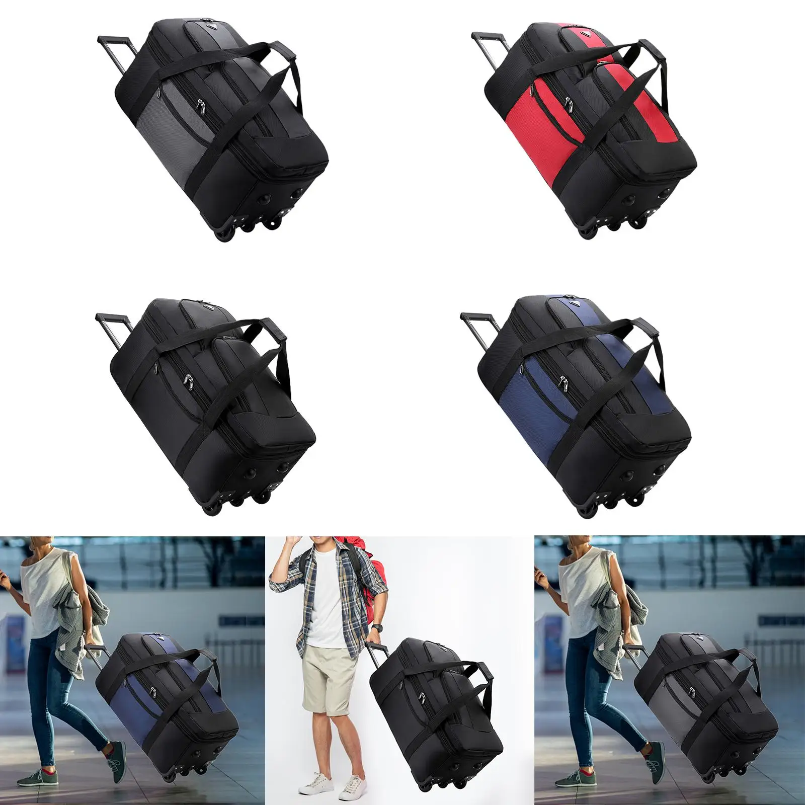 Wheeled Duffel Bag Carrier Portable Multipurpose Suitcase Spinner Wheel Luggage Bag for Sports Men Business Trip Travel Picnic