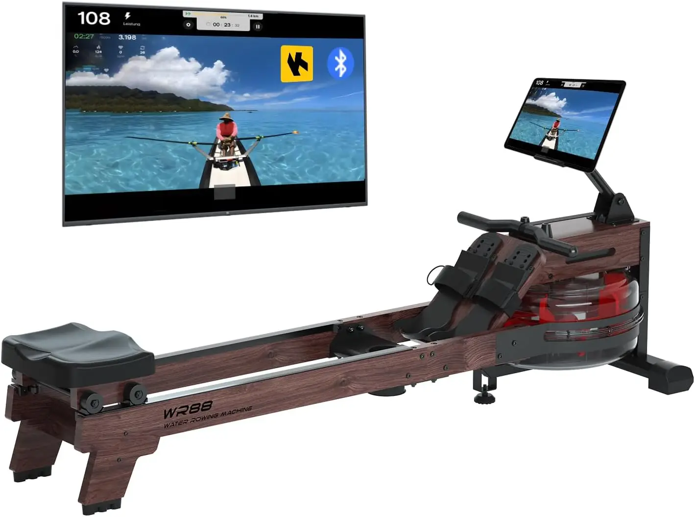 

Home Use, Rower with LCD Monitor, Ergonomic Seat, Dual Rail, HIgh Weight Capacity