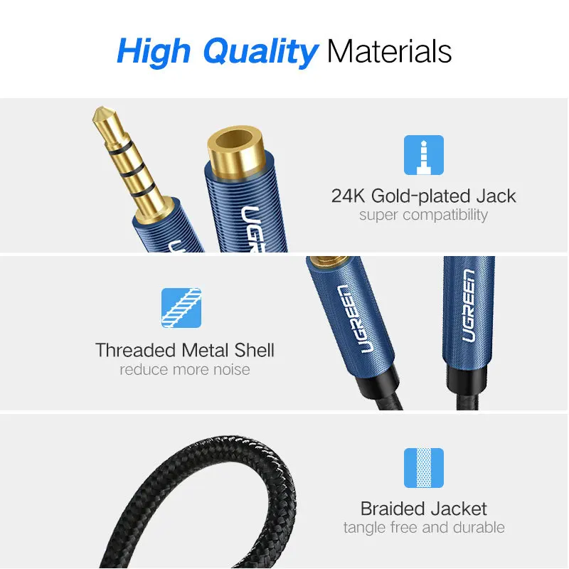 UGREEN 3.5mm Male to Female Extension Cable with Microphone Stereo Audio Adapter Compatible for iPhone iPad Smartphones Tablet view 5