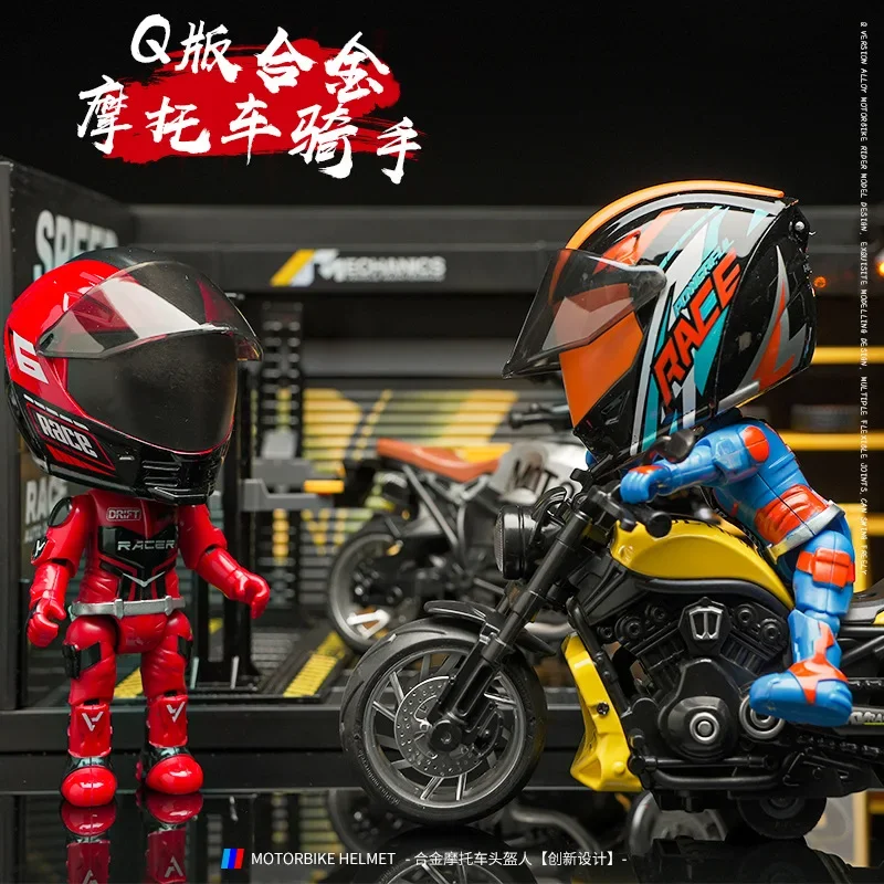 خوذة دراجة نارية من سبيكة Q Edition 1:12، لعبة تزيين رائعة لراكبي الدراجات النارية كهدية #3