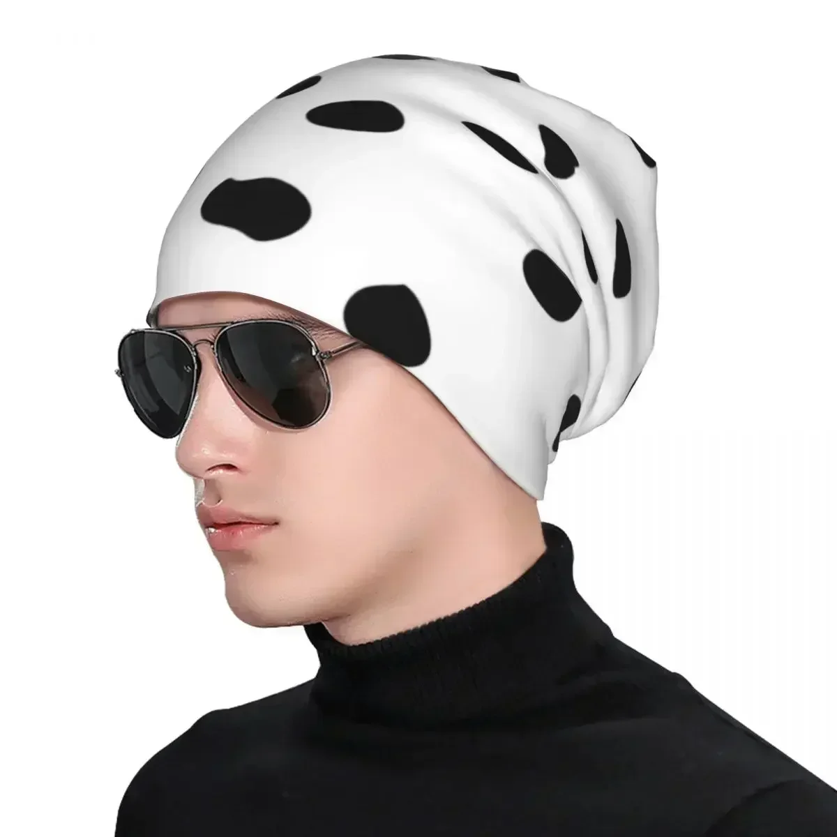 Bonnet chaud avec imprimé animal de chien daltravaillait en noir pour hommes et femmes, bonnets d'extérieur, chapeau adulte, bonnet à la mode, automne et hiver