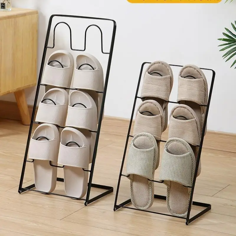 ~1Pcs Living Room Indoor Shoes 3/4 Tier Stand Indoor Slipper Organization Storage Hanger Iron Stand