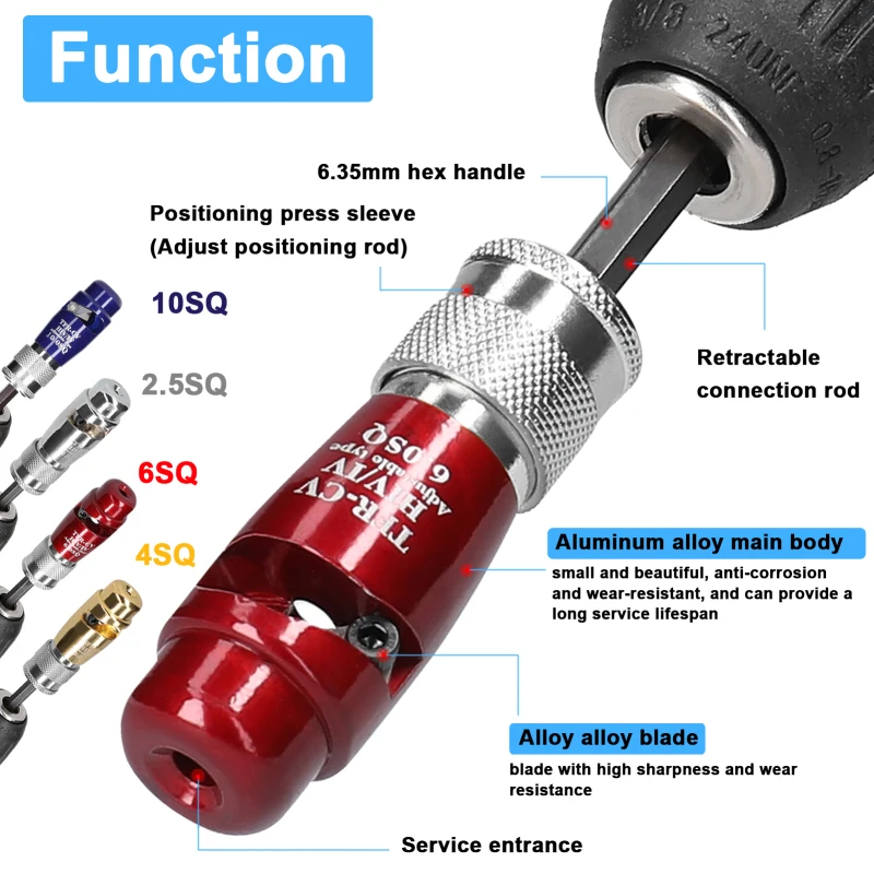 Aluminum Alloy Electric Wire Stripper Kit Cable Peeling Stripper Practical Rotary Stripping Tool for A Variety of Electric Drill