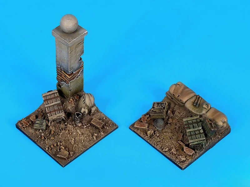 1/35 スケール ダイキャスト樹脂モデル 組み立てキット 戦場シーンベース (50x50mm) シーンモデル 未組立・未塗装