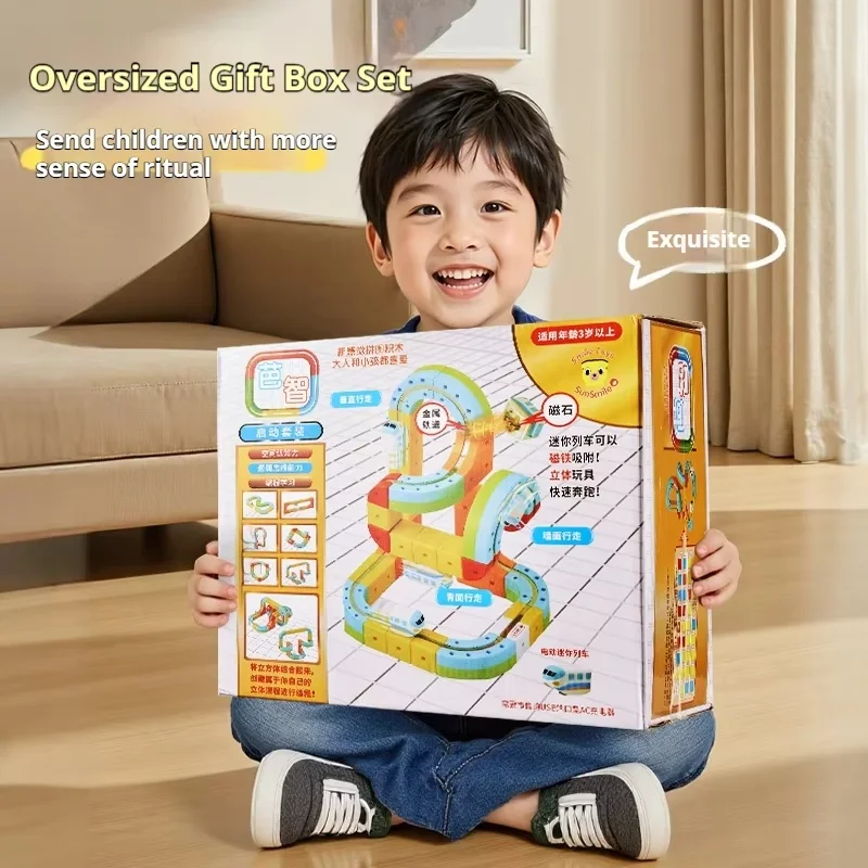 ألعاب أطفال مغناطيسية فاخرة للسيارة، ألعاب أطفال مغناطيسية متغيرة باستمرار، مكعب مسار سحري للسيارة #3