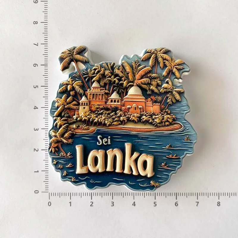 هدايا تذكارية سياحية لجزيرة سريلانكا، ومباني المدينة، وثلاجات مجسمة ثلاثية الأبعاد، ومغناطيس، وأدوات تزيين المنزل، والحرف اليدوية