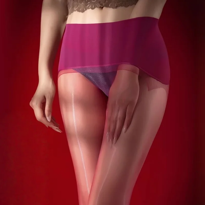 

Candy Color Rose Red Women Tights 360 Seamless Crotch Transparent Hosiery Party Dance Daily Leg Wear Oil Glossy Silky Pantyhose