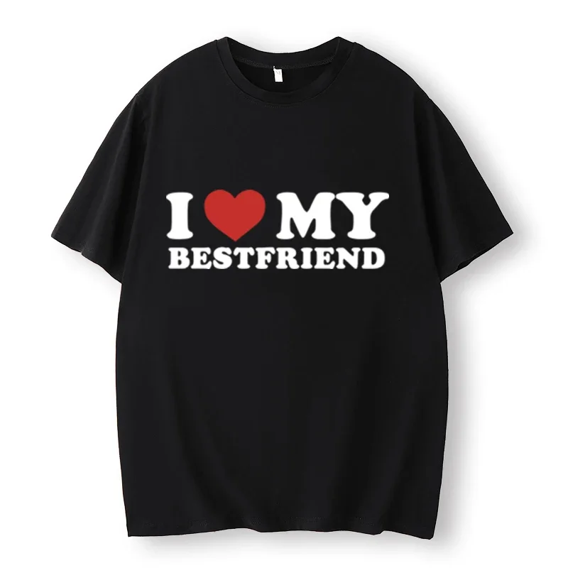 Funny I Love My Best Friend T-Shirt Cartoon Printed Tee Loose Casual Women T-Shirt women Tee Summer Party Streetwear Tops O-Neck