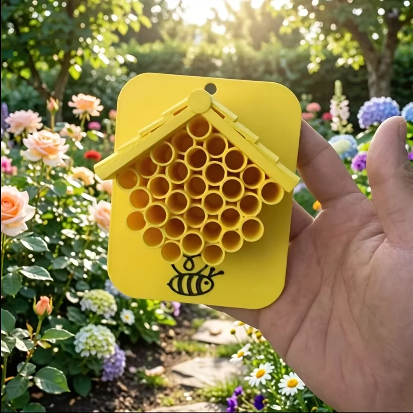 Garden Bee House, Solitary Bee Hotel, Outdoor Hanging Beehive, Attracts Pollinators, Yard Ecological Decoration