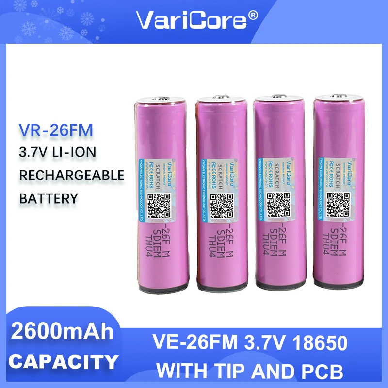 1-10 шт. Varicore 18650 2600 мАч защищенный аккумулятор ICR18650-26F M литий-ионный аккумулятор с печатной платой
