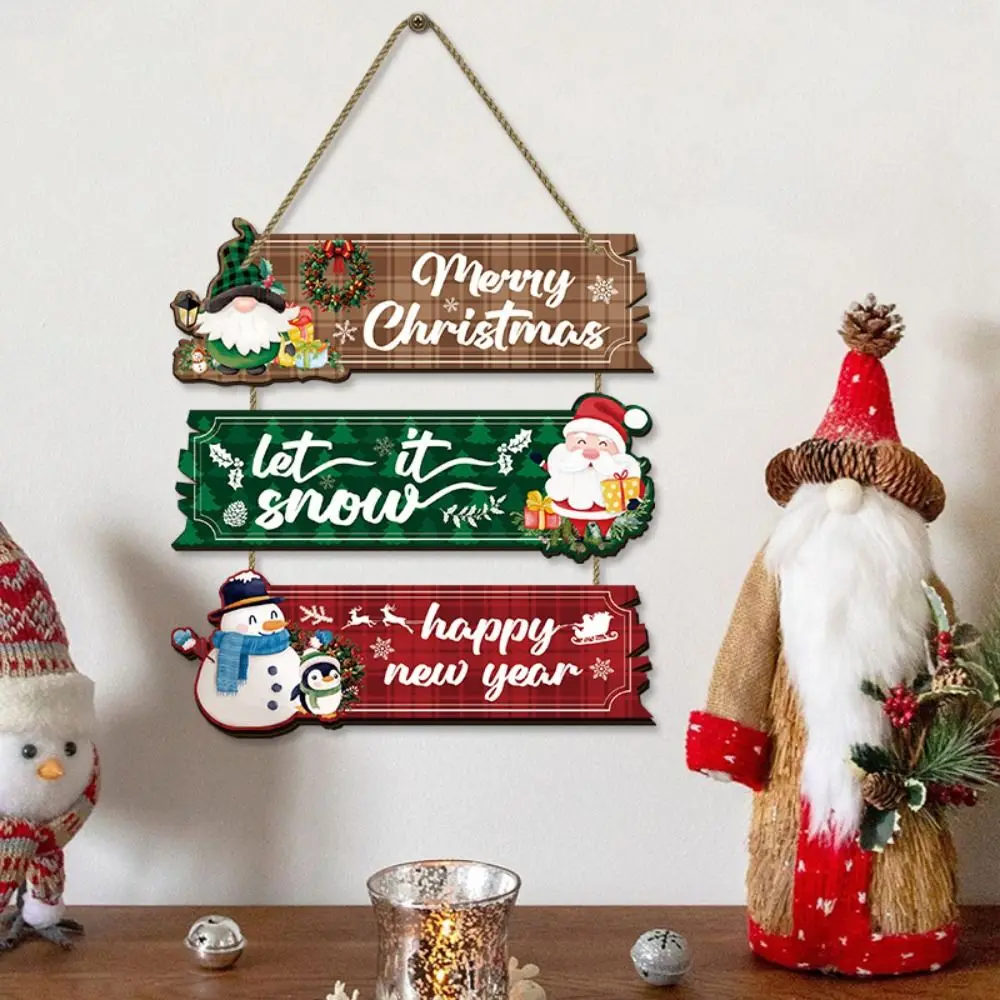 

Snowman Christmas Ornament Santa Claus Wall Mounted Wall Hanging Pendant Happy Holidays Sign Merry Christmas Wood Door Card