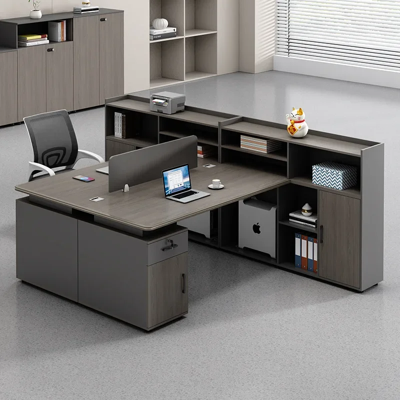 Aluminum alloy desktop two-person staff desk, double-person staff desk office station finance desk