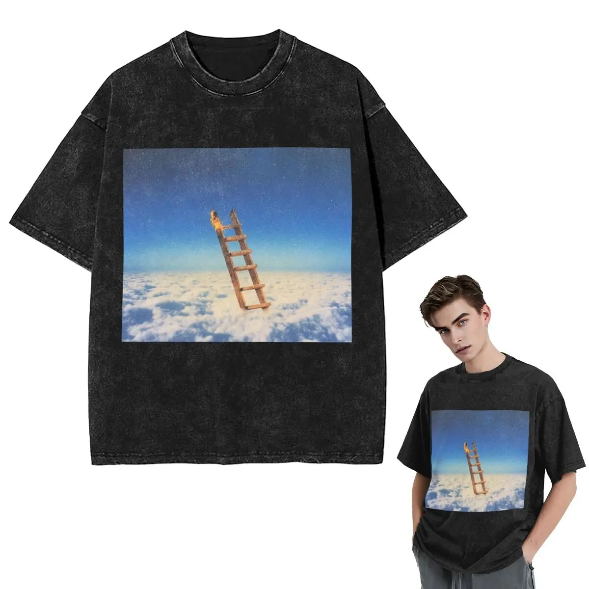 Streetwear T-Shirts Astro Highest In Room World Travis Fan Cov Washed T Shirt Short Sleeve Hip Hop T-Shirt Tops Tees Men Women