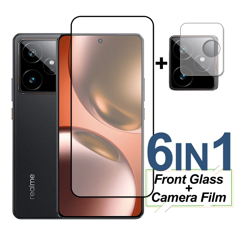 

Полное покрытие из закаленного стекла для Realme GT7, стекло Realme GT7, глобальная защитная пленка для экрана телефона, пленка для объектива камеры Realme GT7