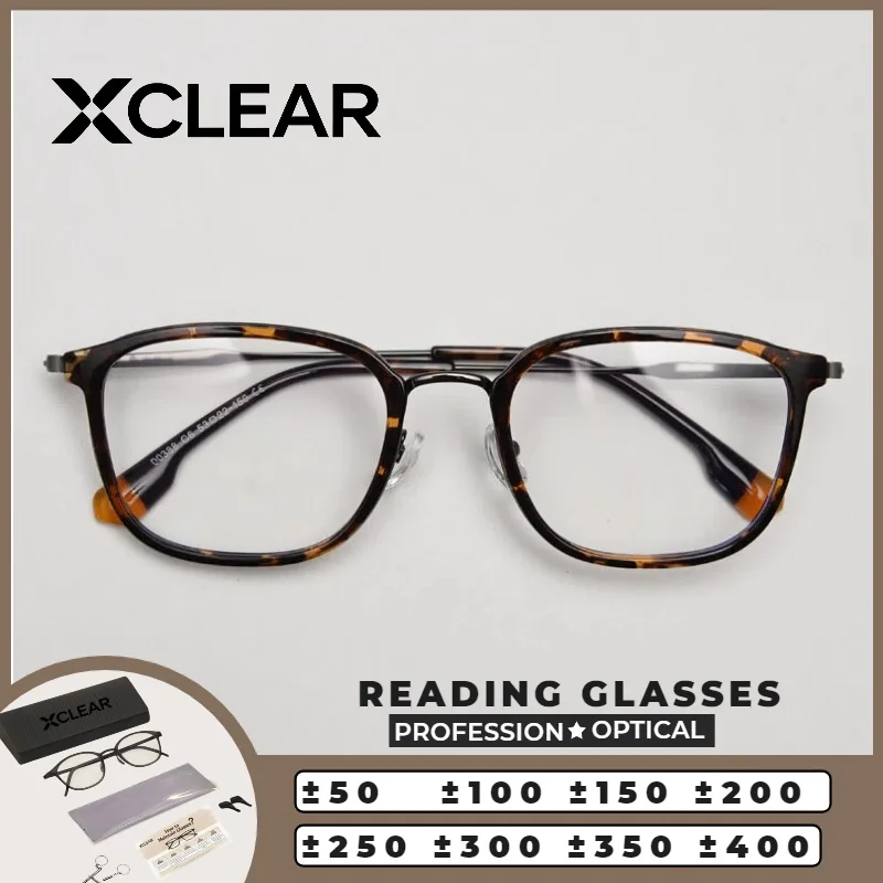 

XCLEAR Reading Glasses Square Browline Business Classic Light Optical Anti Blue Ray Myopia Progressive Prescription Eyeglasses