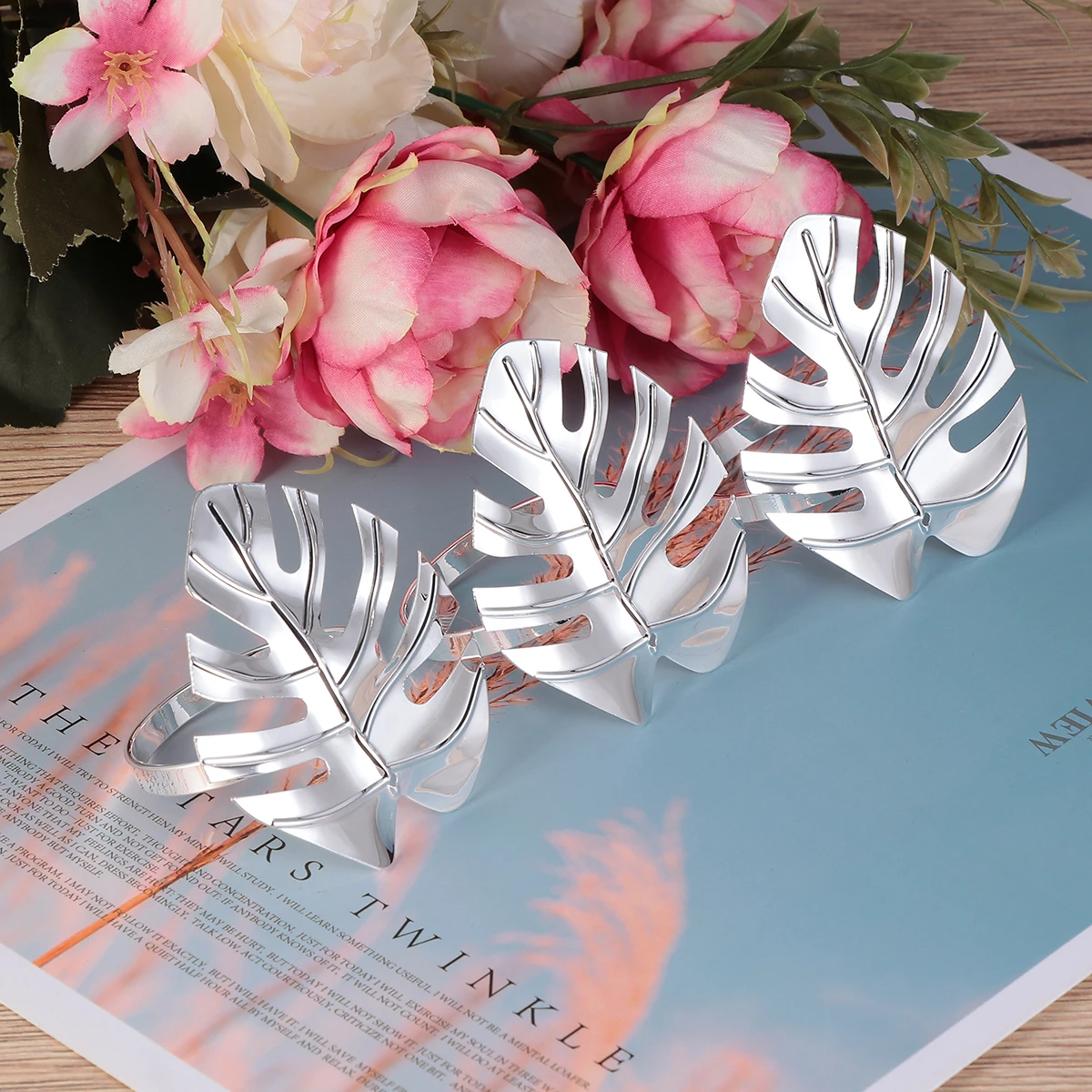 

6pcs Napkin Ring Leaf Buckle Party Clasp Dinner Banquet Stylish Modernism Monstera Shape Long Lasting Kitchen Barware