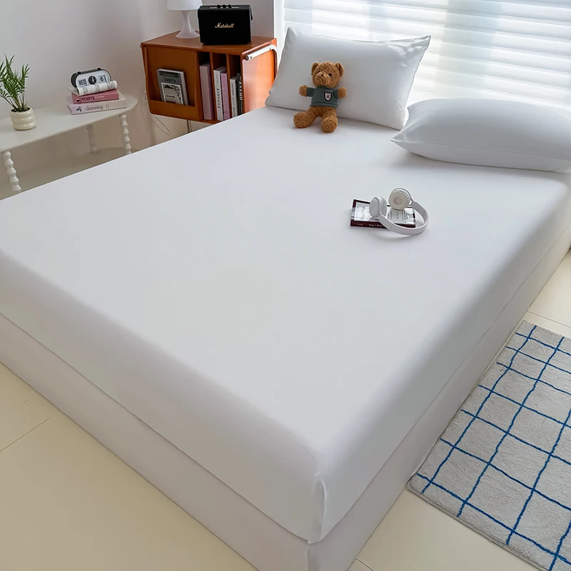 Neues Spannbetttuch in einfarbiger Farbe mit elastischem Band, rutschfester, verstellbarer Matratzenbezug für Doppelbett, King-Size-Size-Bett, 150 x 200/180 x 200 cm